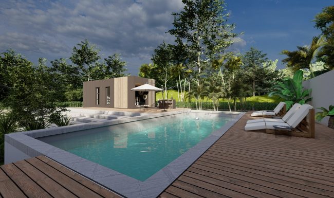 Homybox - espaces modulaires - espaces détente - pool house - piscine